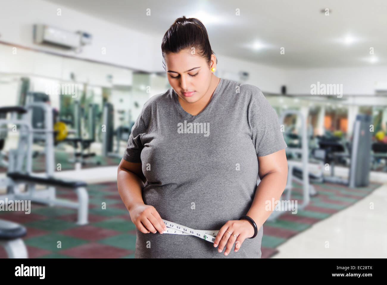 Dame obèse indiennes problème de perte de poids Banque D'Images