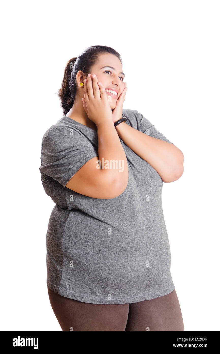 Dame obèse indien d'incrédulité Banque D'Images