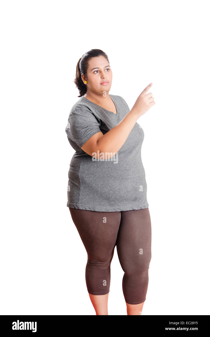 Dame obèse indiens montrant Banque D'Images