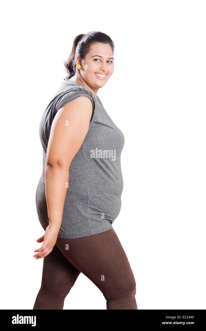 Dame obèse indiennes présentent Banque D'Images