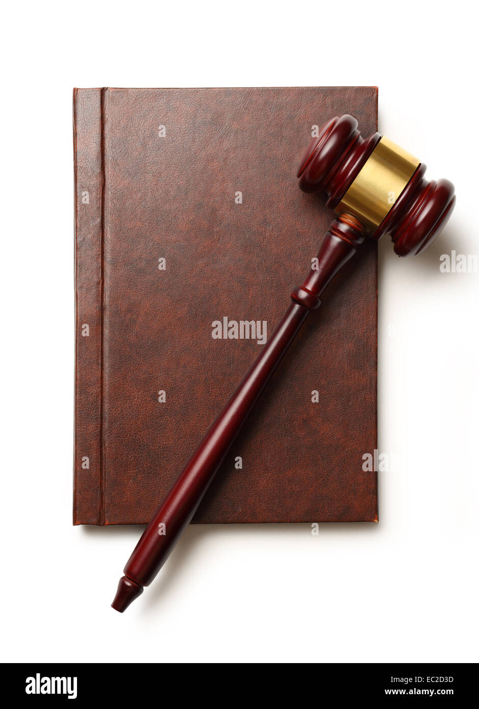 Wooden gavel et livre blanc Banque D'Images