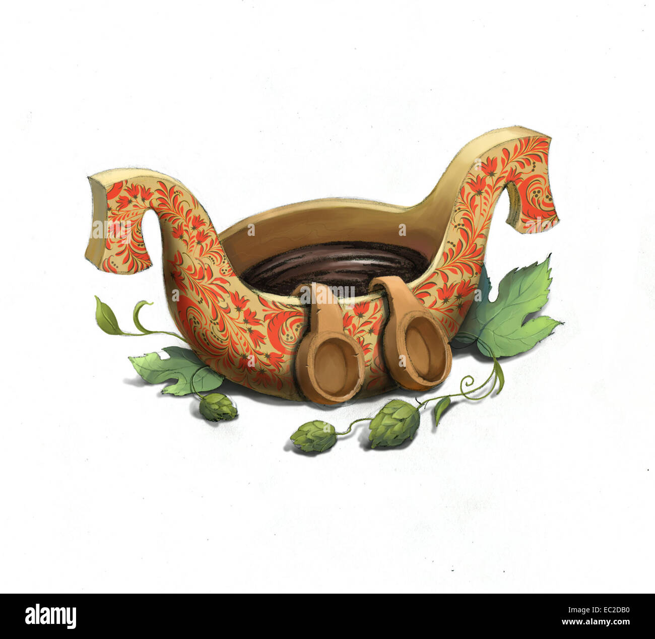 Bratiya -un vieux bol pour kvass russe Banque D'Images