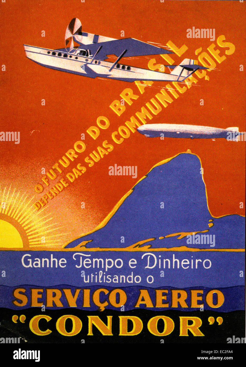 CONDOR AIR SERVICE d'aider à façonner l'avenir du Brésil dans une affiche de 1931 pour son système de par avion Banque D'Images