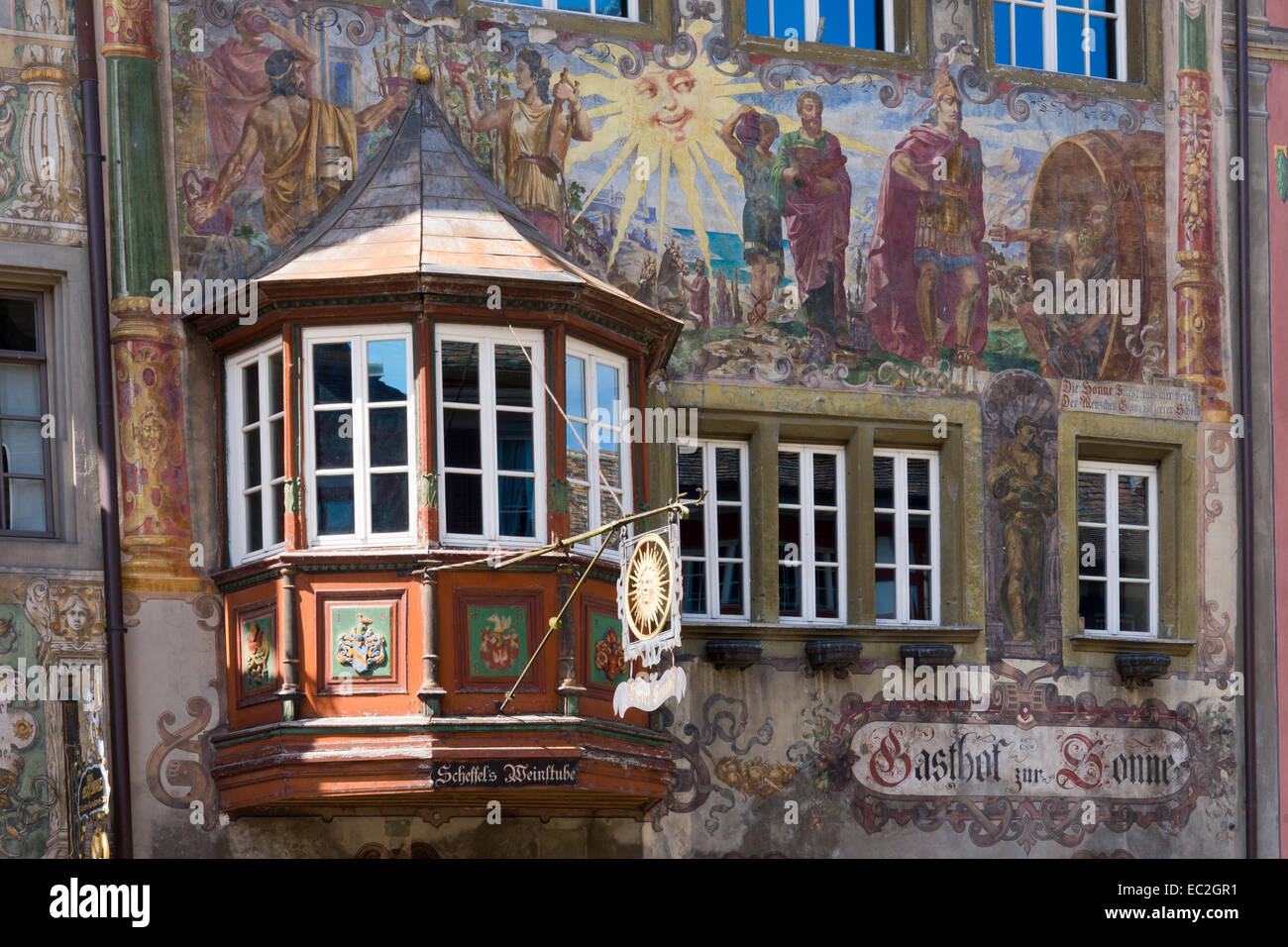 Maisons avec des peintures de façade, Stein am Rhein, Haut Rhin, canton de Schaffhouse, Suisse, Europe Banque D'Images