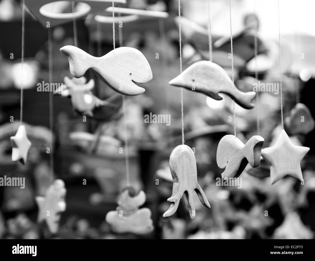 Poissons décoratifs en bois Banque D'Images