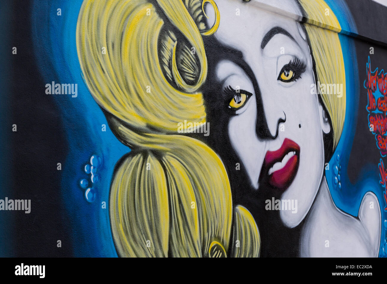 Art urbain représentant Marilyn Monroe dans la ville coloniale espagnole de Santiago de Queretaro, Mexique Banque D'Images