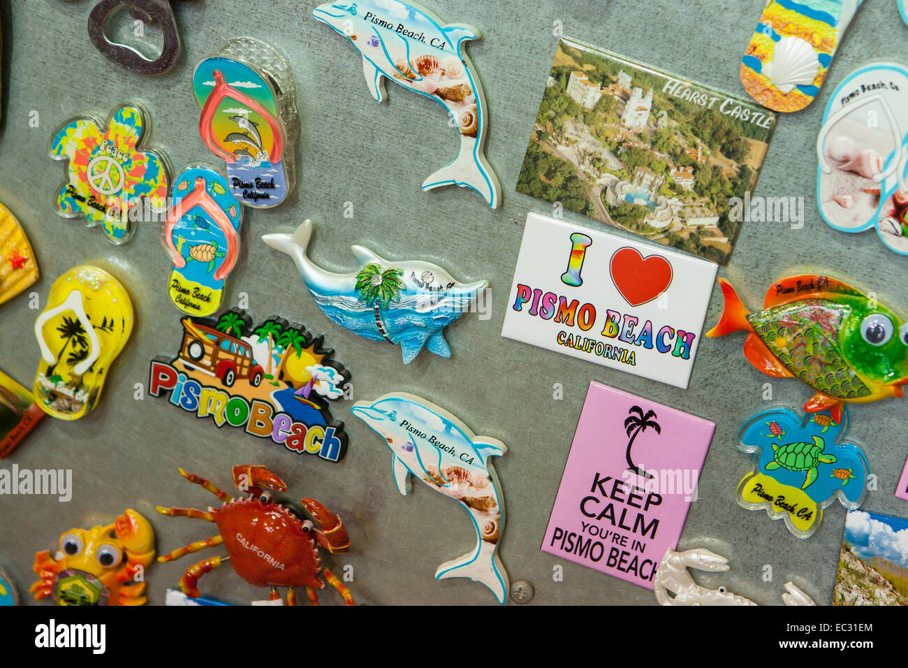 Aimants Souvenirs à vendre, Pismo Beach, Central Coast, Californie, États-Unis d'Amérique Banque D'Images