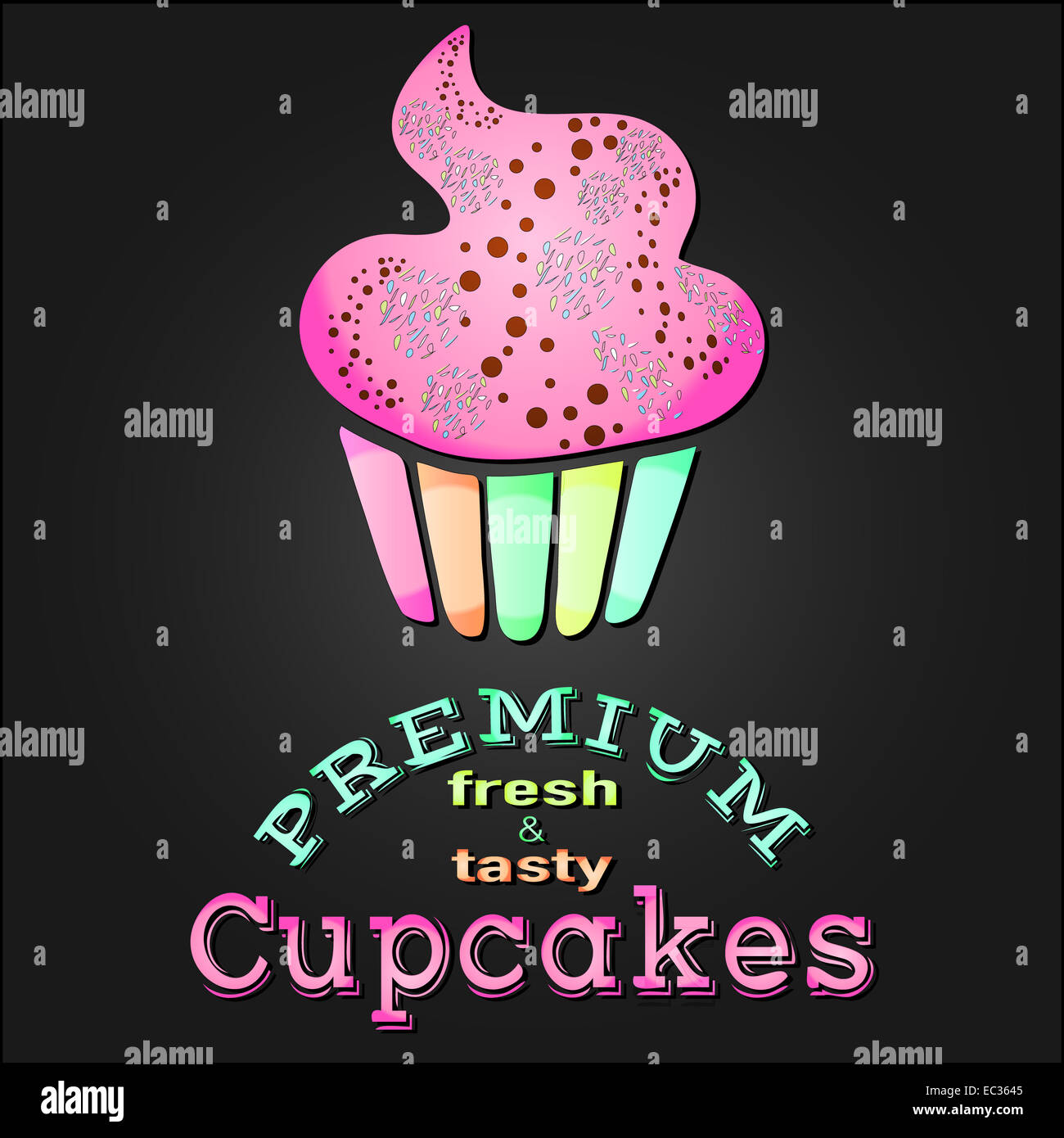 Carte cupcake premium vintage. Banque D'Images