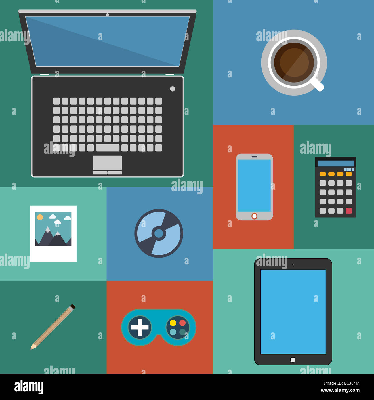 Modèle plat icons set modern style vector Banque D'Images