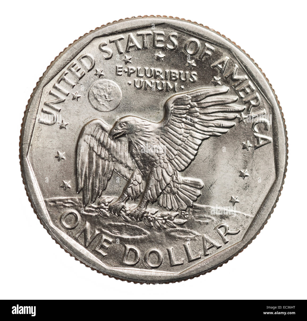 Pièce d'un dollar américain isolé sur fond blanc Banque D'Images