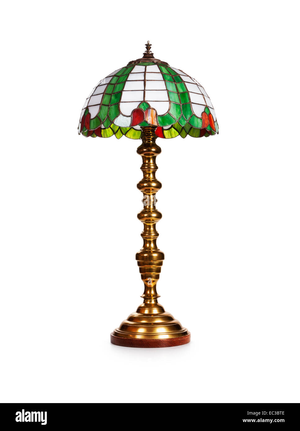Tiffany lampe de table en verre élégante isolé sur fond blanc. Objet Avec clipping path Banque D'Images