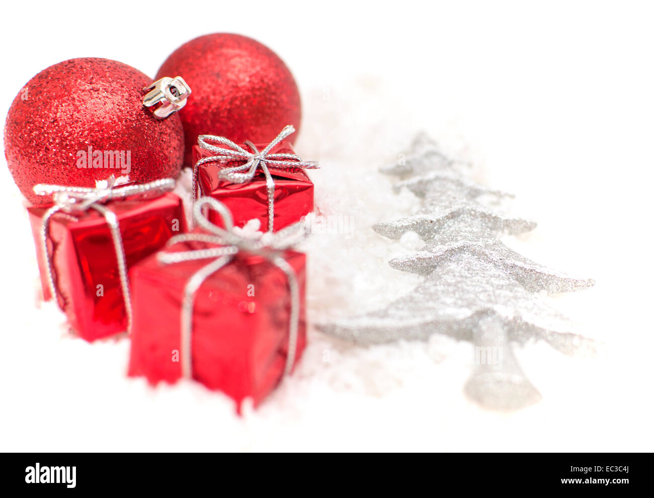 Boules rouges de Noël, Décorations de Noël Banque D'Images