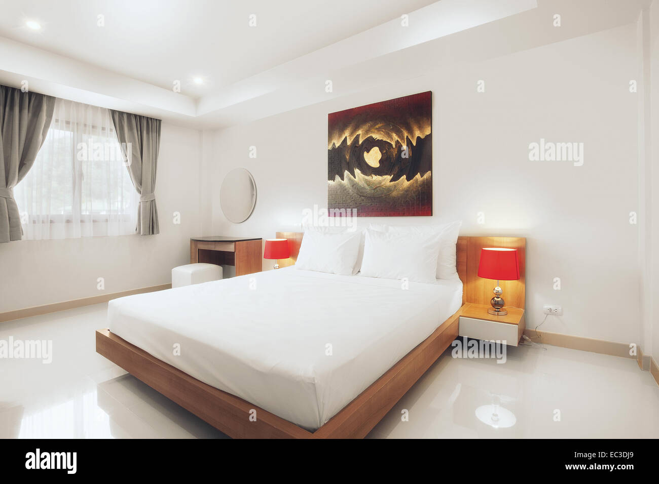 Vue panoramique de Nice chambre à coucher moderne élégant blanc Banque D'Images