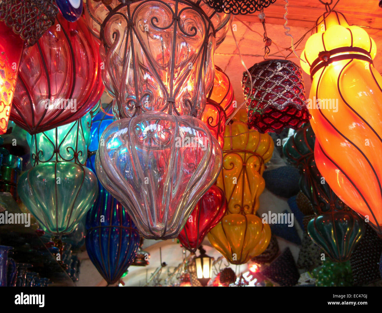 Lampes en verre au Caire Banque D'Images