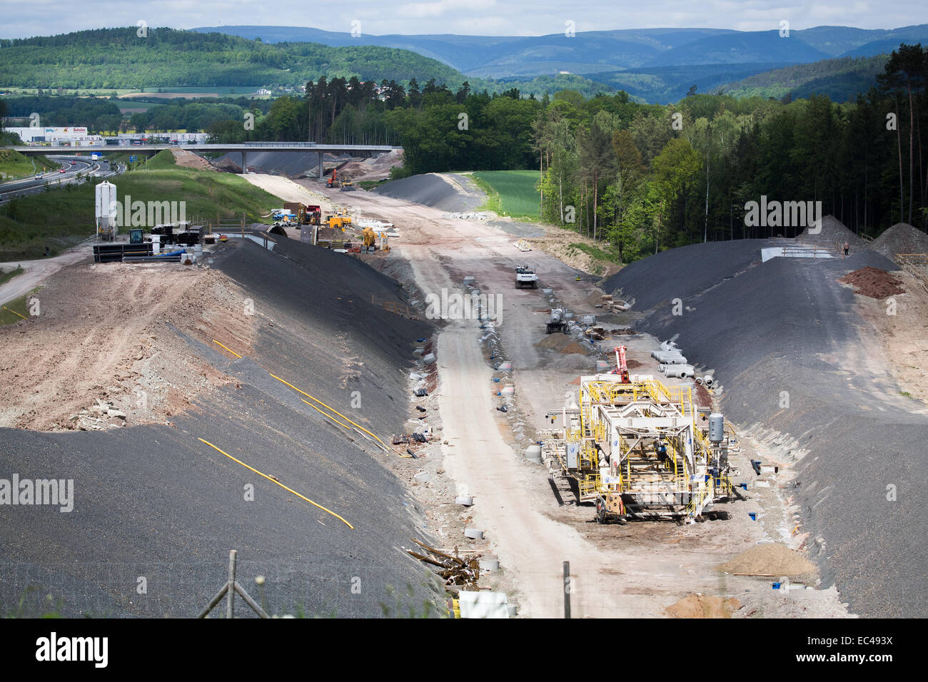 Construction de nouvelle autoroute en Allemagne Banque D'Images