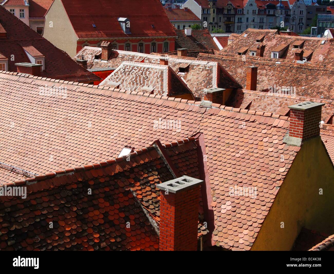 Paysage de toit en brique de brouteurs Banque D'Images