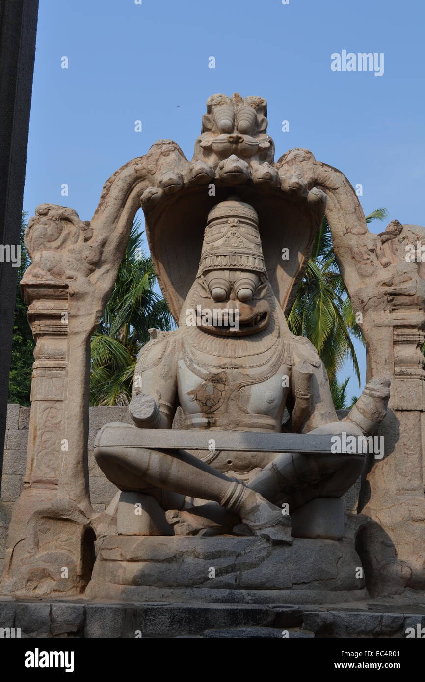 Ugra Narasimha - plus grande statue de Hampi. @ Hampi - UNESCO World Heritage site Banque D'Images
