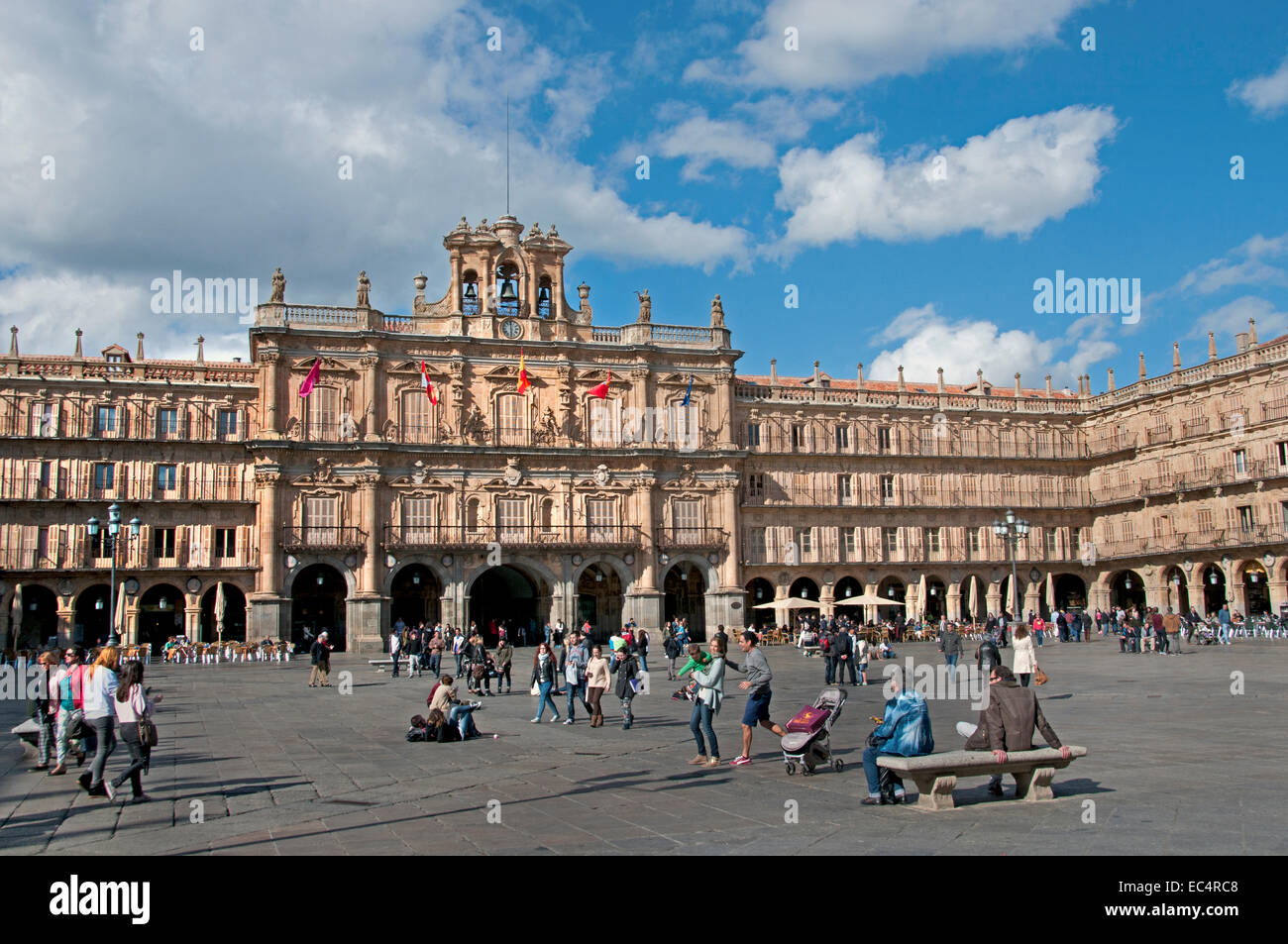 La Plaza Mayor Salamanca avec la Mairie ( Castille et Leon ) Espagne Espagnol Banque D'Images