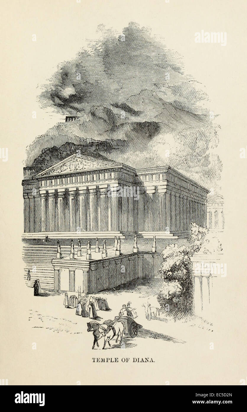 Temple de Diane, une des sept merveilles du monde antique, illustration par William Harvey. Voir la description pour plus d'informations. Banque D'Images