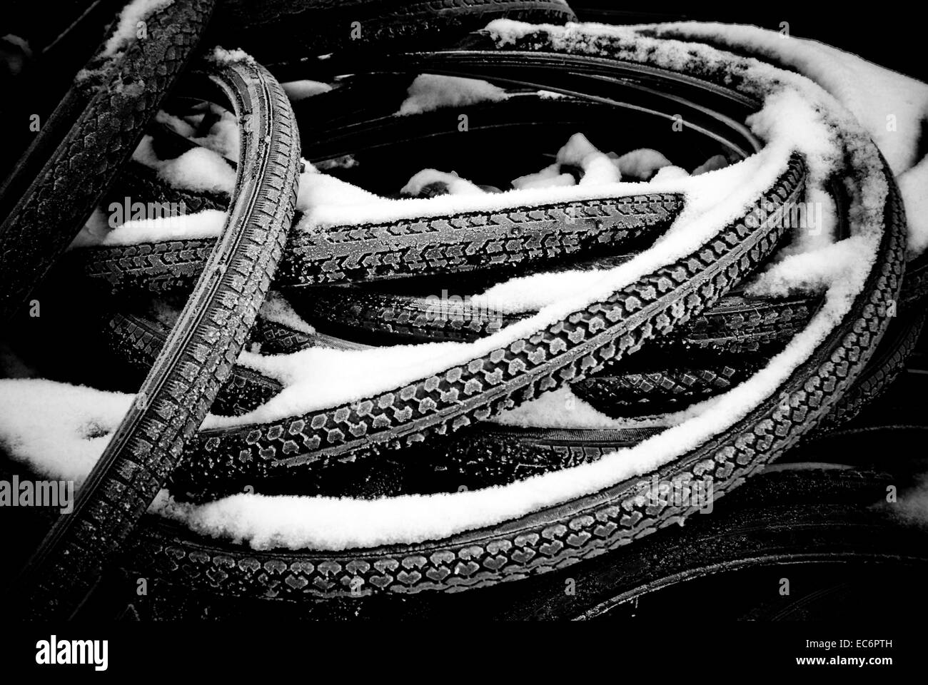 Pneus vélo d'hiver Banque D'Images