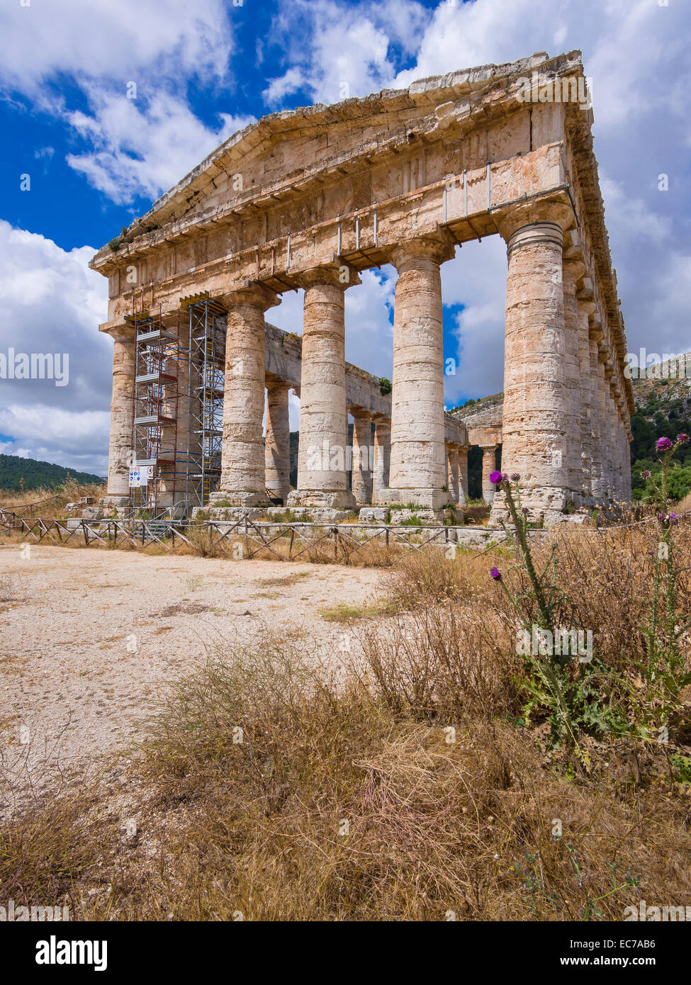 Italie, Sicile, Catafalmi, Temple complexe de l'Elymians de Segesta Banque D'Images