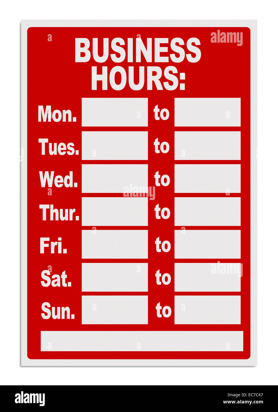 Ouvert rouge signe avec copie espace isolé sur fond blanc. Banque D'Images