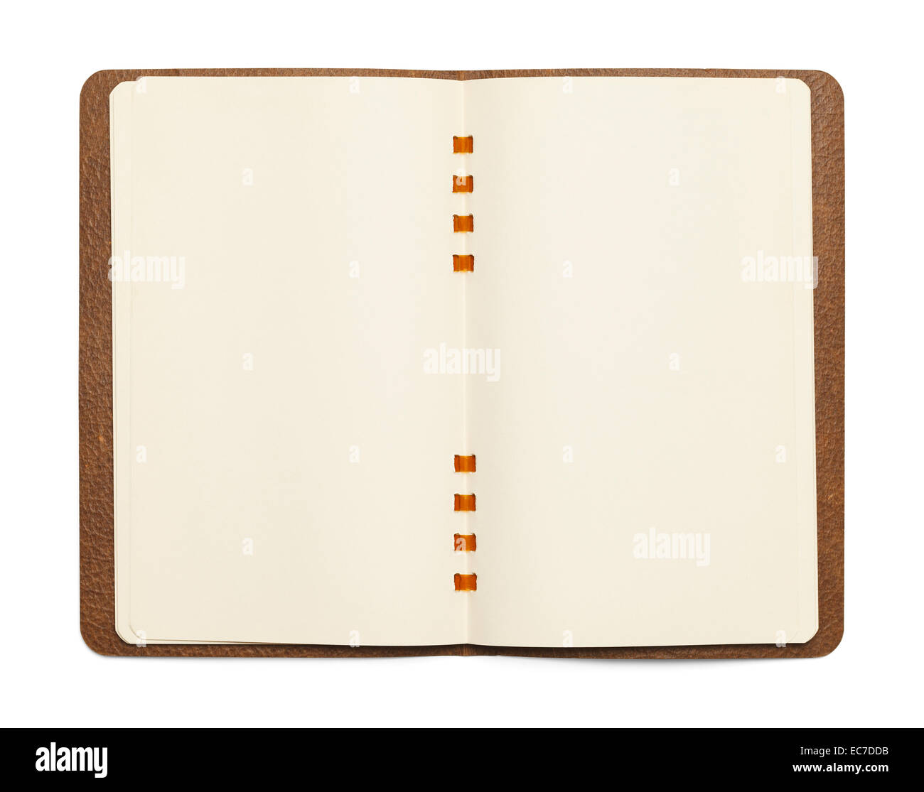 Ouvrez Brown Comb Binder Remarque Livre isolé sur fond blanc. Banque D'Images