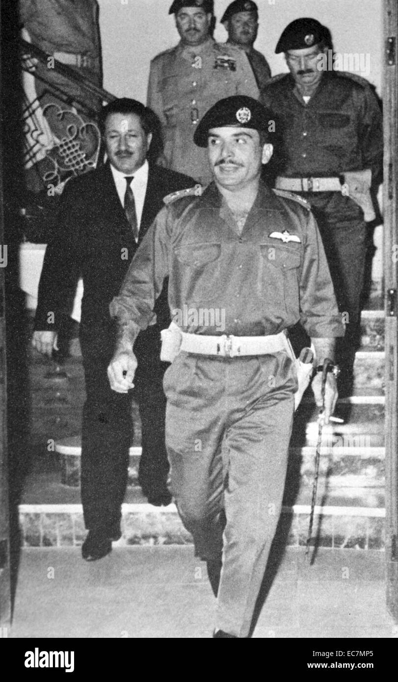 Hussein bin Talal (1935 - 7 février 1999) Roi de Jordanie de l'abdication de son père, le roi Talal, en 1952, jusqu'à sa mort. Banque D'Images