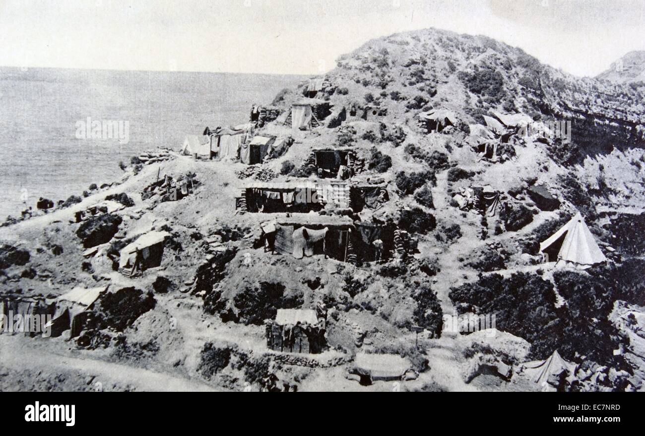 Positions militaires australiens au cours de la campagne de Gallipoli, de la Première Guerre mondiale, qui a eu lieu sur la péninsule de Gallipoli entre 25 avril 1915 et 9 janvier 1915. Banque D'Images
