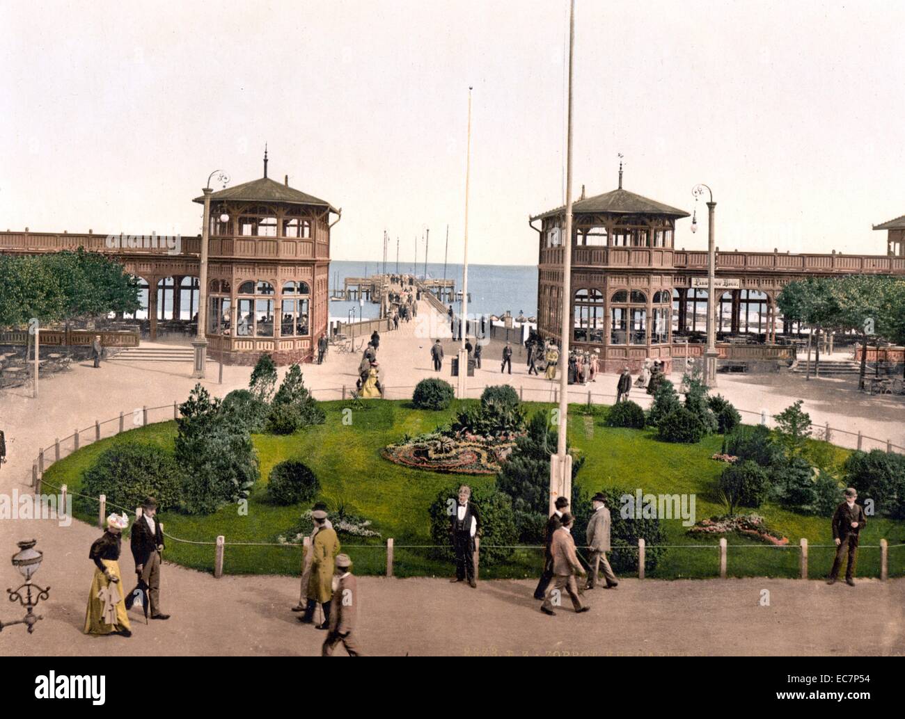 Kurgarten & Landungsbrucke, Zoppot, est de la Prusse, l'Allemagne (Sopot, Pologne) Banque D'Images