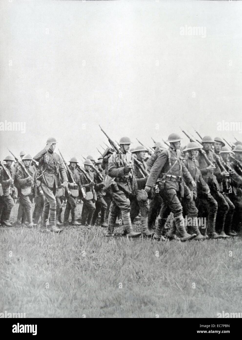 L'infanterie américaine en déplacement pendant la Première Guerre mondiale Banque D'Images