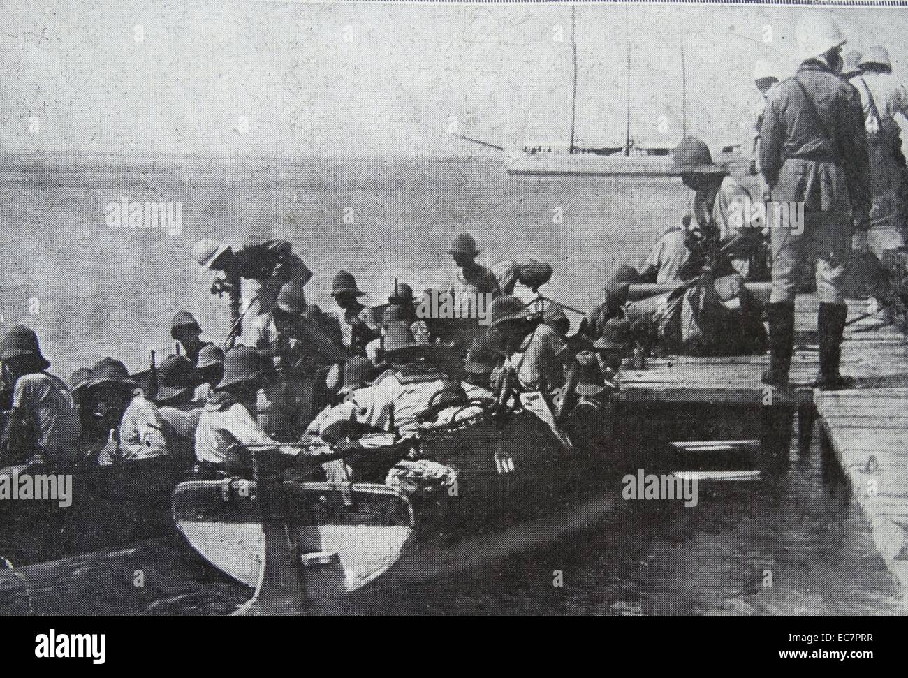 Les survivants de la bataille de Cocos 9 novembre 1914, après le croiseur australien HMAS Sydney a répondu à une attaque sur un poste de direction des communications à l'île par le croiseur léger allemand SMS Emden. Banque D'Images