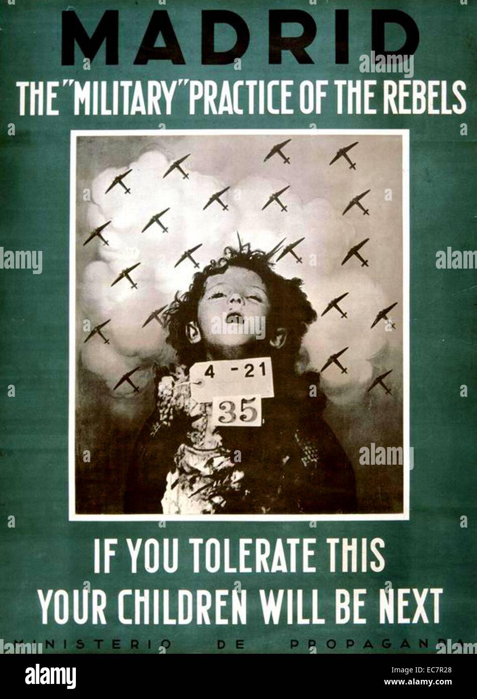 Affiches de propagande de la guerre civile espagnole intitulée "Si vous tolérez ce vos enfants s'NEXT'. Datée 1936 Banque D'Images