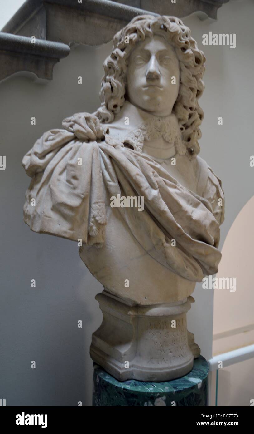 Portrait buste en marbre de 'Rupert du Rhin". Le petit-fils de Jacques 1 et neveu de Charles 1, sculpté ici à l'âge de 18 ans par François Dieussart, 1637. Banque D'Images