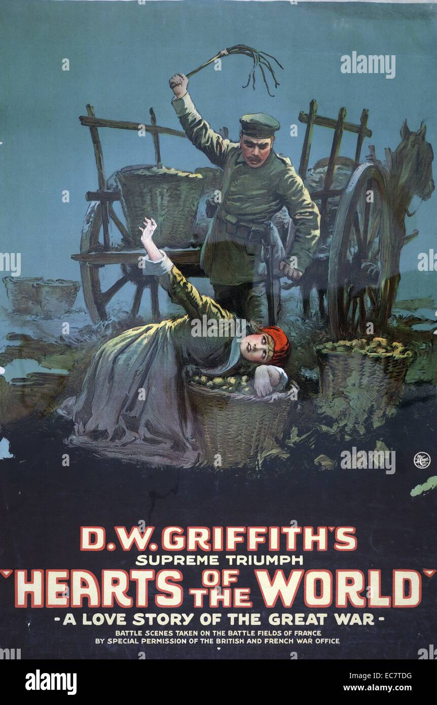 Coeur Du Monde Une Histoire D Amour De La Grande Guerre Affiche Du Film Muet De D W Griffith David Wark 1875 1948 Motion Photo Affiche Du Soldat Tenant Plus De Whip Woman Dans Tout