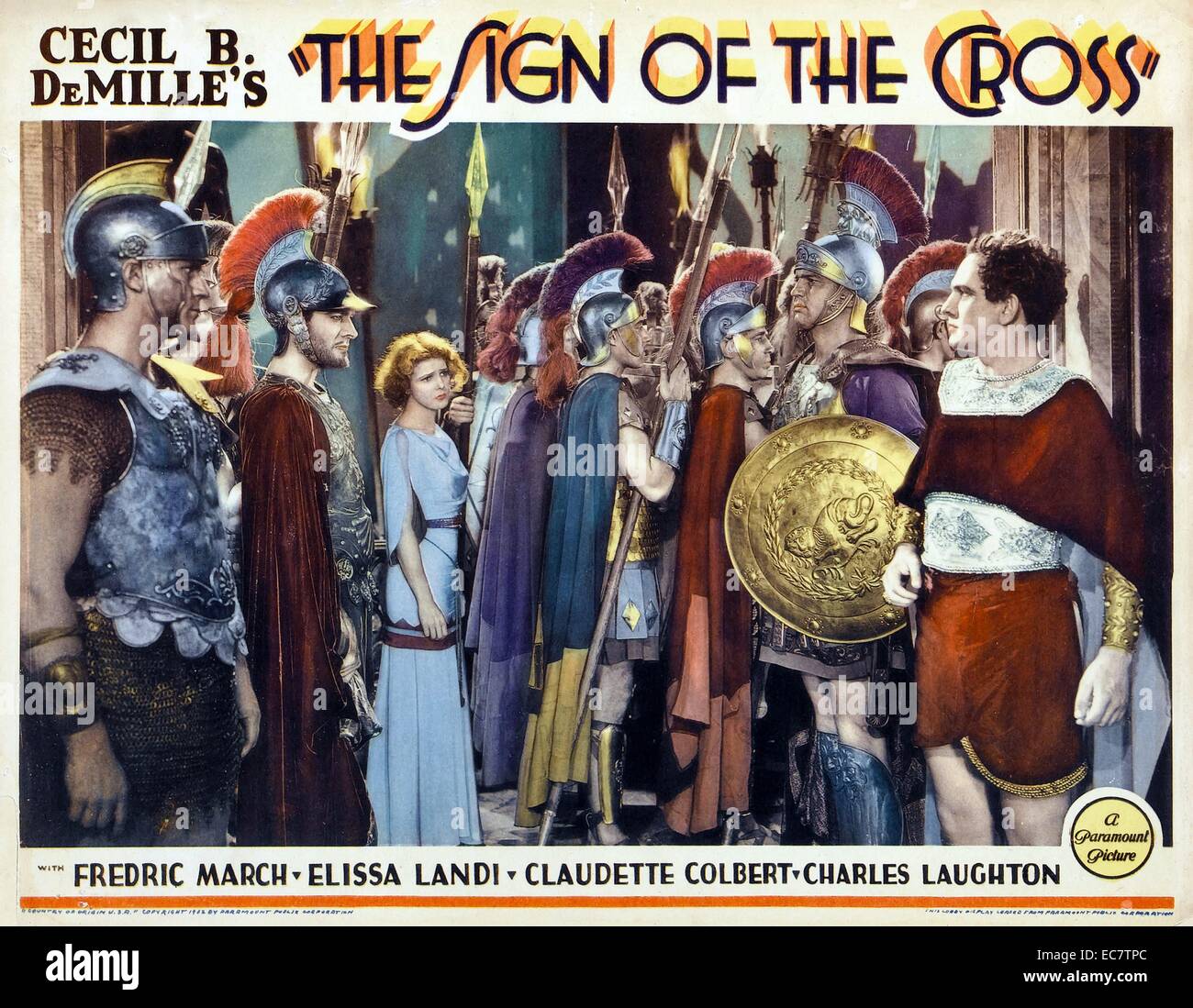 Le signe de la Croix, 1932, est un film épique de pré-code, produit et réalisé par Cecil B. DeMille et basé sur le jeu original 1895 par Wilson Barrett. La lecture et le cinéma ont une forte ressemblance avec le roman Quo Vadis. Le film stars Fredric March, Elissa Landi et Claudette Colbert. Banque D'Images