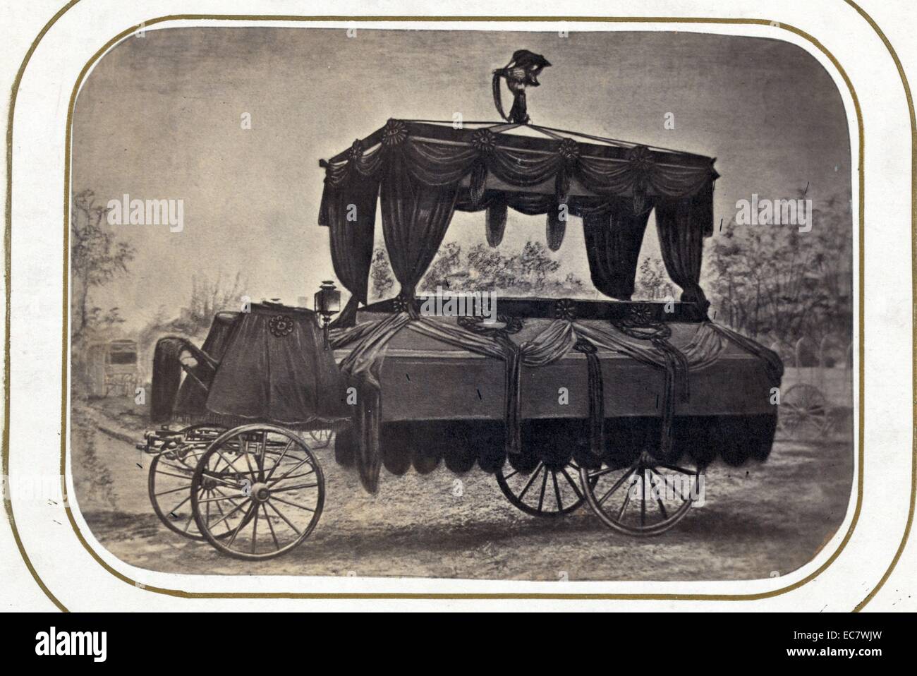 La voiture funéraire qui symbolise la demeure du président Lincoln à partir de l'Executive Mansion au Capitole après sa mort, le 19 avril 1865 Banque D'Images
