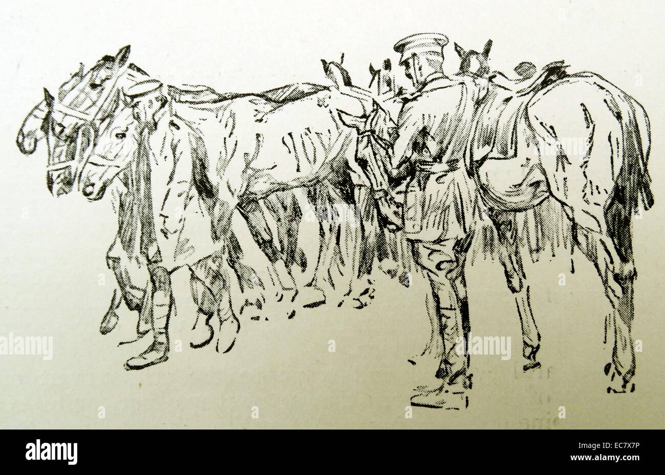 Croquis de cavalerie pendant un 1915 Banque D'Images