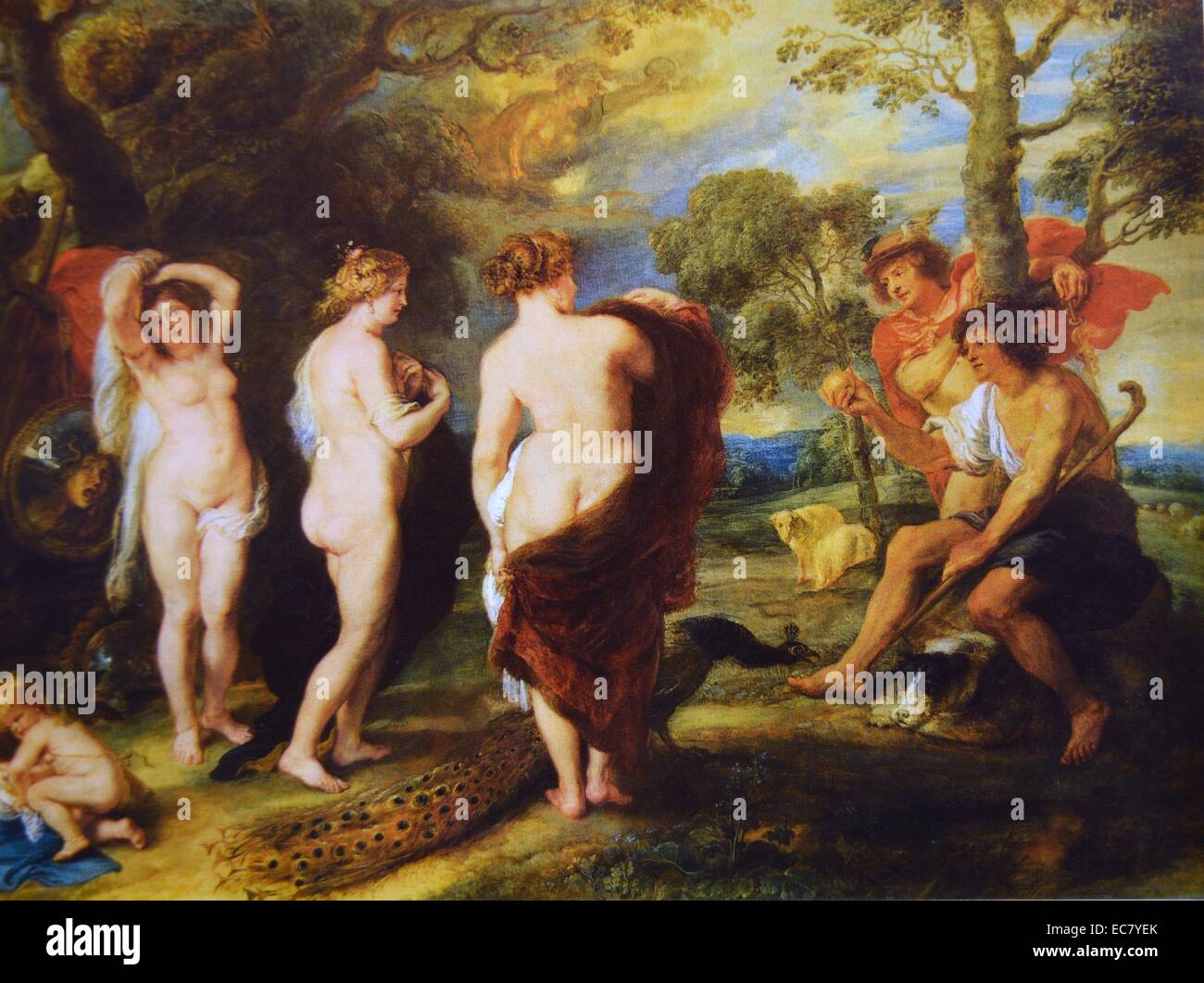 Peter Paul Rubens (1577-1640) "Le jugement de Paris". Détail de la tête de Vénus. Huile sur bois. Banque D'Images