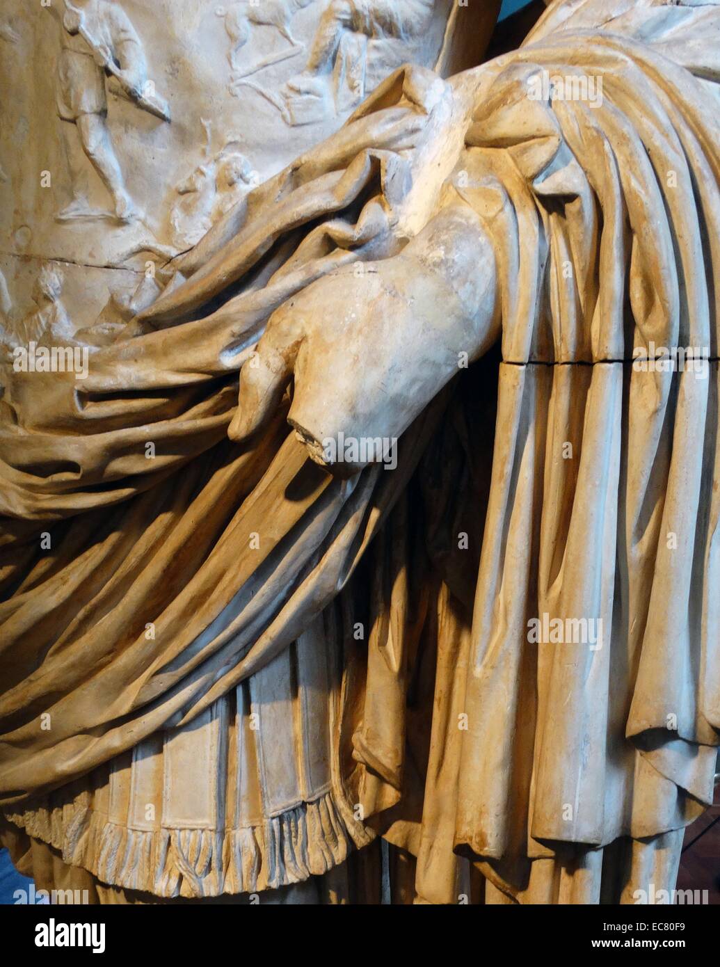 Détail de la statue d'Auguste Prima Porta de la Villa Livia ; près de Rome 20 av. Banque D'Images