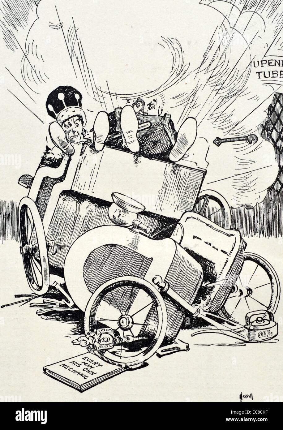 Caricature représentant le plus amusant dans la scène de la Pantomime à Dury Lane. Datée 1901 Banque D'Images