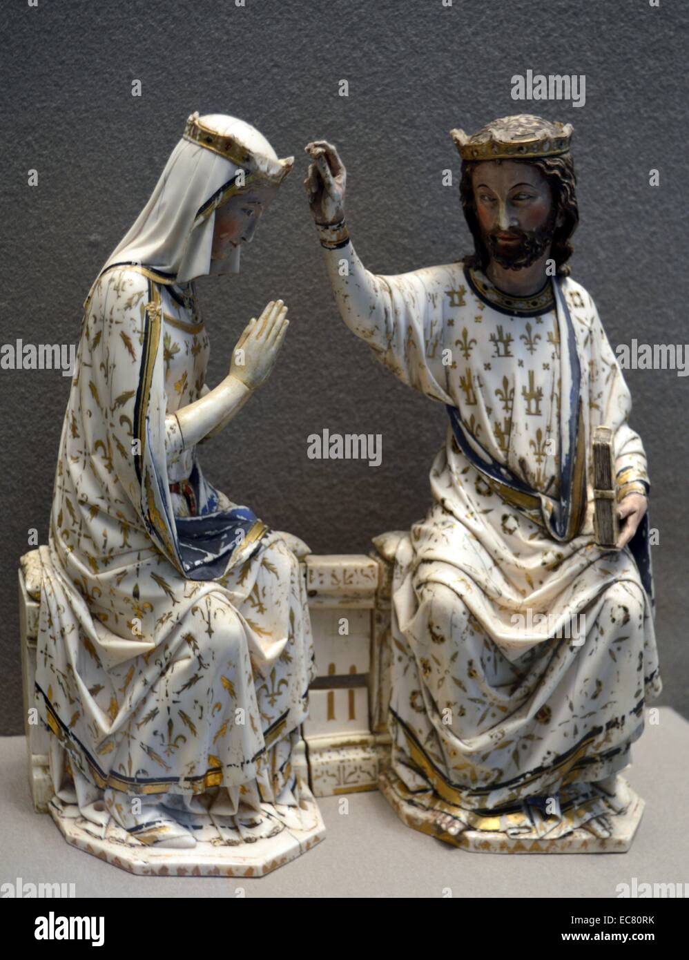 Couronnement de la Vierge de Paris. Troisième trimestre de la 13e siècle. Ivoire polychrome. Banque D'Images