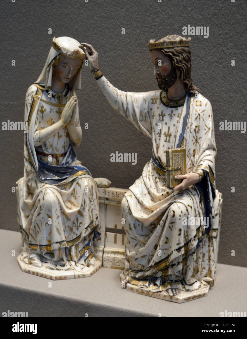 Couronnement de la Vierge de Paris. Troisième trimestre de la 13e siècle. Ivoire polychrome. Banque D'Images