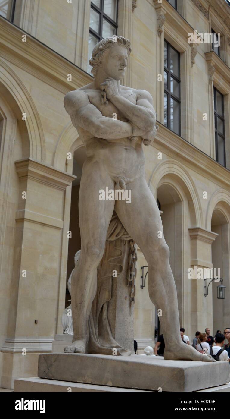 Statue en marbre de Spartacus Denis Foyatier (1793-1863) est un sculpteur français dans le style néo-classique. Banque D'Images