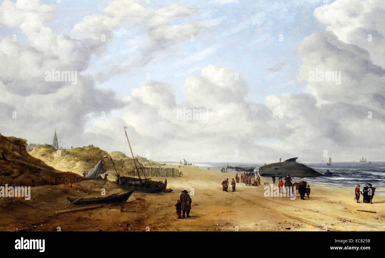 La peinture intitulée 'Vue de Scheveningen Sands par Hendrick van Anthonissen (1605-1656) peintre de marine néerlandais. En date du 17e siècle Banque D'Images