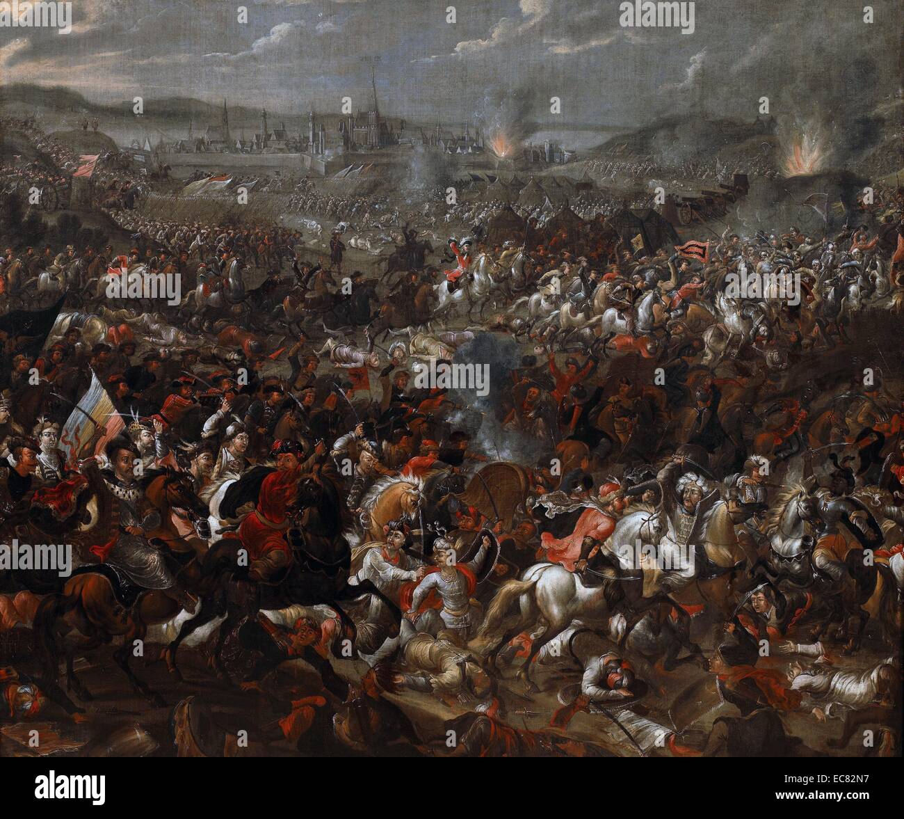 Le roi Jean III Sobieski de Pologne bénédiction attaque contre les Turcs dans la bataille de Vienne 1683. Peint par Juliusz Kossak. Jean III Sobieski (polonais : Jan III Sobieski, le Lituanien : Jonas Sobieskis ; 17 août 1629 - 17 juin 1696), à partir de 1674 jusqu'à sa mort, roi de Pologne Banque D'Images