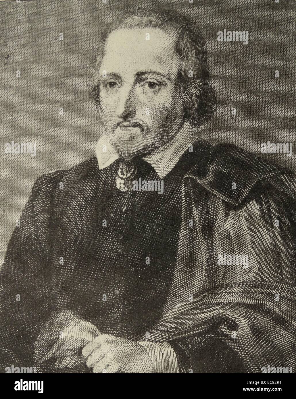 Portrait de PHILIP MASSINGER (1583-1640) dramaturge anglais. En date du 17e siècle Banque D'Images
