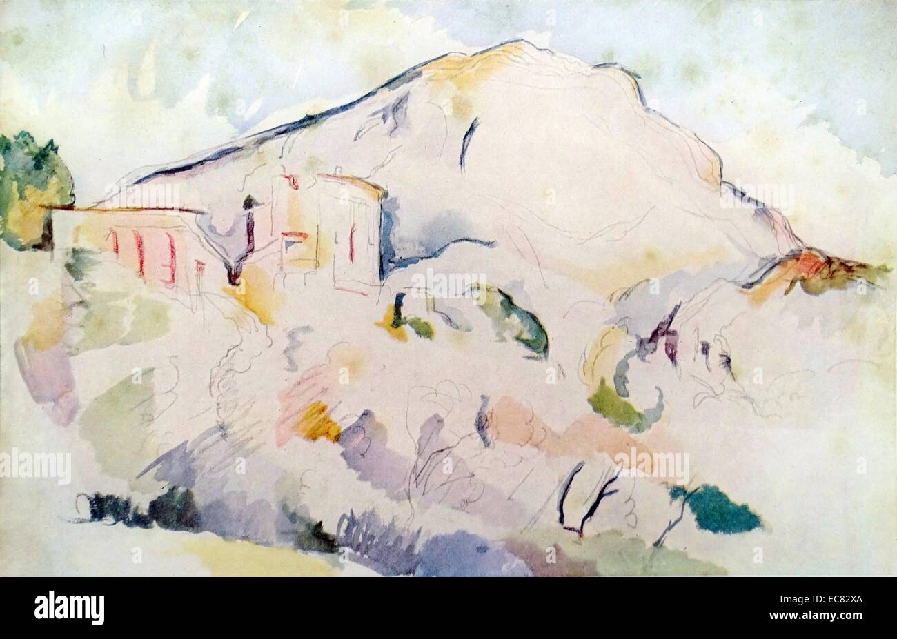La peinture intitulée 'Mont de la Sainte-Victoire et le Château Noir"". Peinture de Paul Cézanne (1839-1905) artiste et peintre postimpressionniste. Datée 1895 Banque D'Images
