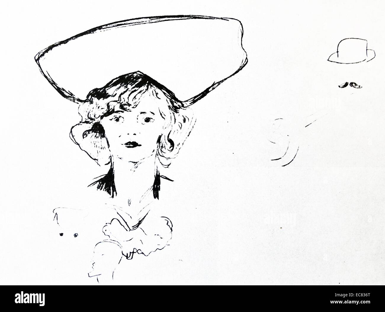 Portrait d'une femme en chapeau par l'artiste norvégien Edvard Munch. Banque D'Images Portrait d'une femme en chapeau par l'artiste norvégien Edvard Munch. Banque D'Images