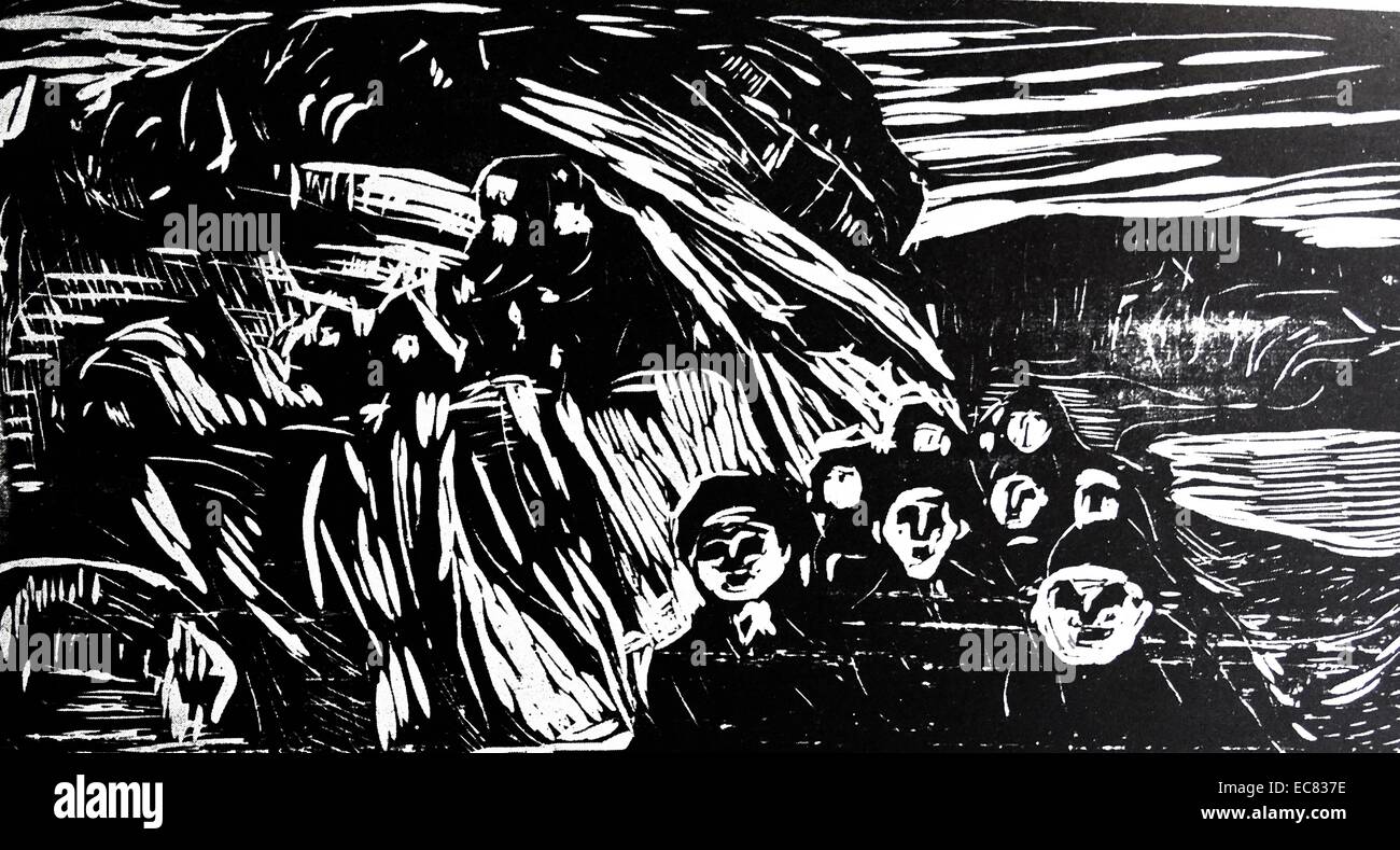 Ouvrage intitulé Promenading, par artiste norvégien Edvard Munch (1863-1944). Cette œuvre a été réalisée en 1916. Banque D'Images